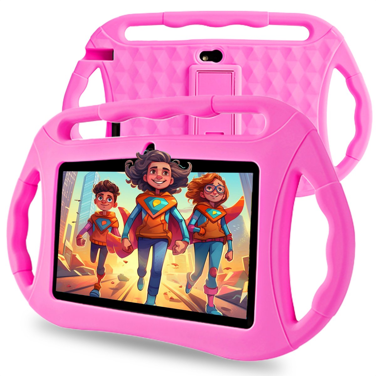 Dailygoods® Kindertablet - 7 Inch - 2023 model - Langdurig gebruik - 32GB - Kindertablet vanaf 3 jaar - Kinder Tablet - Gratis Beschermende Hoes - Licht Roze