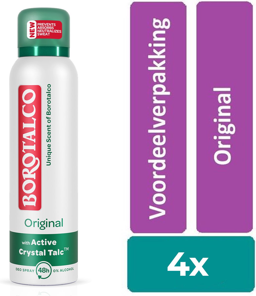 Borotalco Original spray - 4 stuks - voordeelverpakking | bol