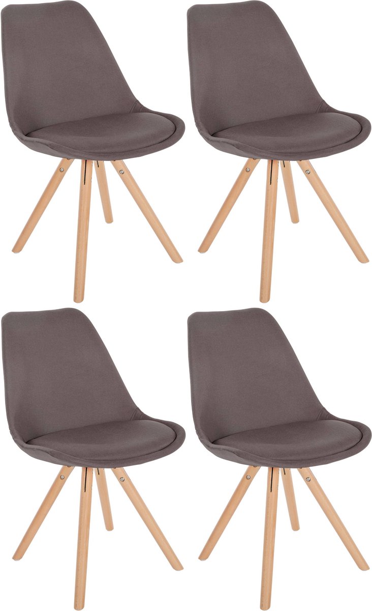 CLP Sofia Set van 4 Eetkamerstoelen - Zonder armleuning - Stof - taupe natura (ronde)