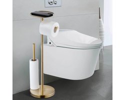Toiletrolhouder met telefoonlade, Beelee Vrijstaande toiletpapierrolhouder Toiletpapierdispenser Opslag met roestvrijstalen basis, SUS 304 roestvrij staal,