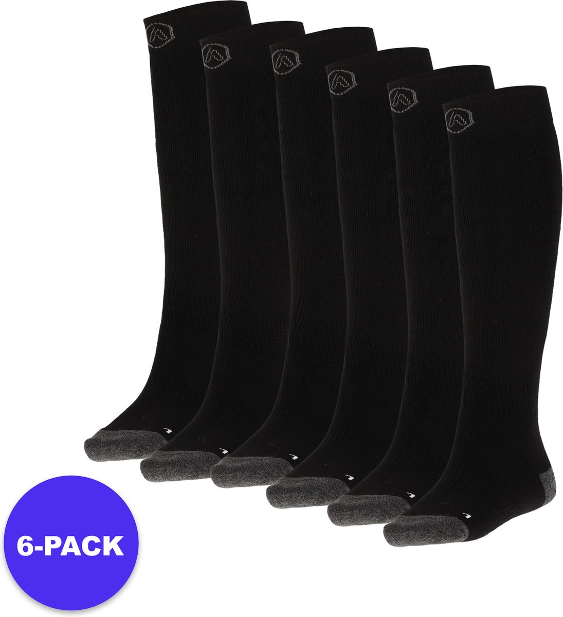 Apollo Sports Skisokken Unisex Badstof zool – 35/38 6-Pack Voordeelpakket Zwart