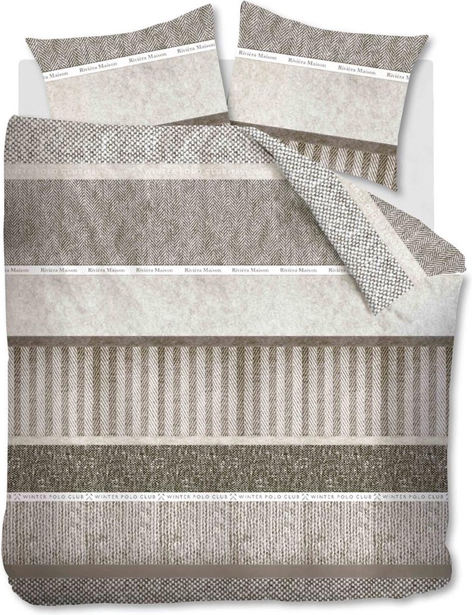 Riviera Maison Winterclub dekbedovertrek - Tweepersoons - 200x200/220 - Taupe