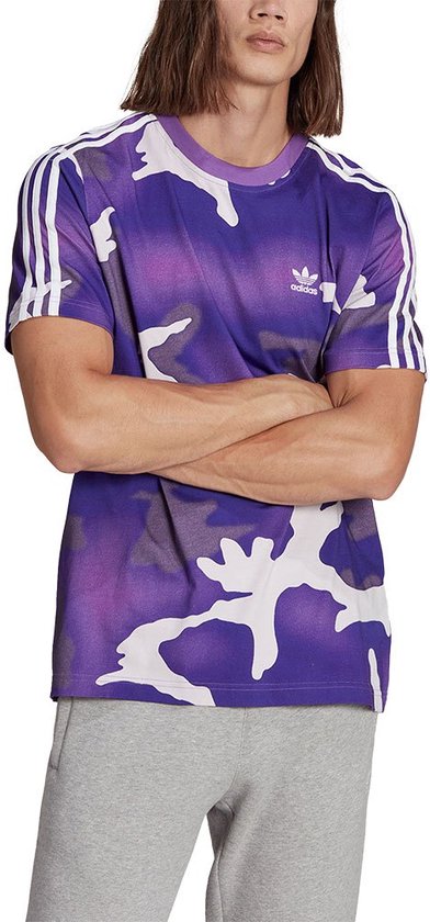 Man T-shirt bol Adidas Originals Met Paars Allover | Korte Camo Graphics Mouwen M Print