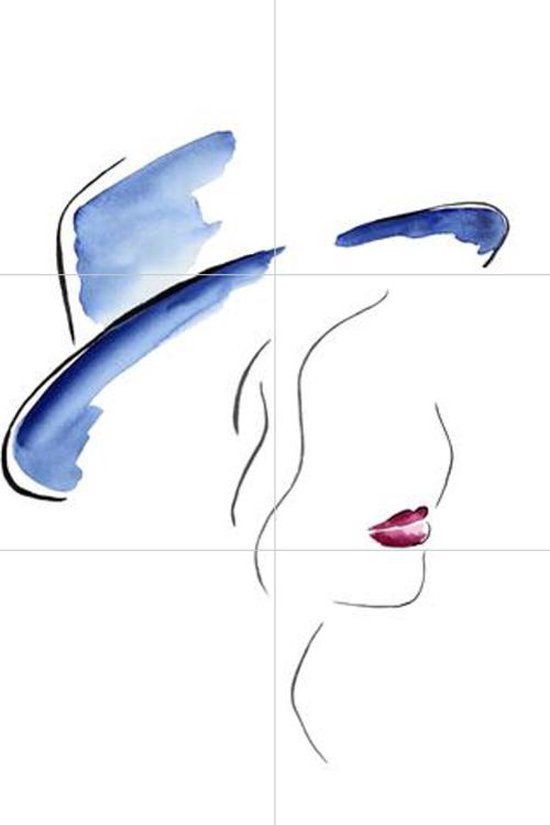 IXXI Lady with the Blue Hat - Wanddecoratie - Line art - 40 x 60 cm