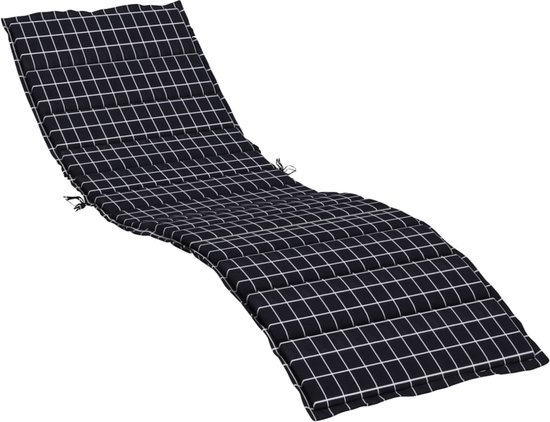 vidaXL Coussin de chaise longue Motif carré Tissu Oxford Noir