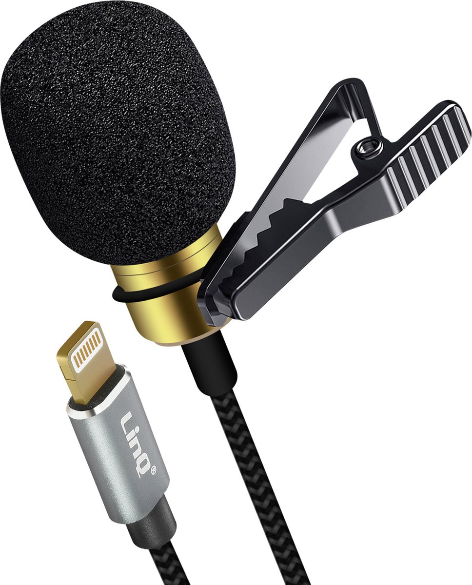 LinQ Lightning Revers-microfoon Omnidirectioneel Roterend 3m gevlochten kabel