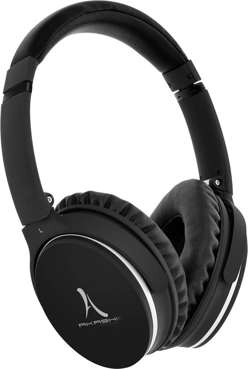 Bluetooth Headset Extra Bass Noise Reduction Opvouwbaar 3.5mm Jack Akashi Zwart