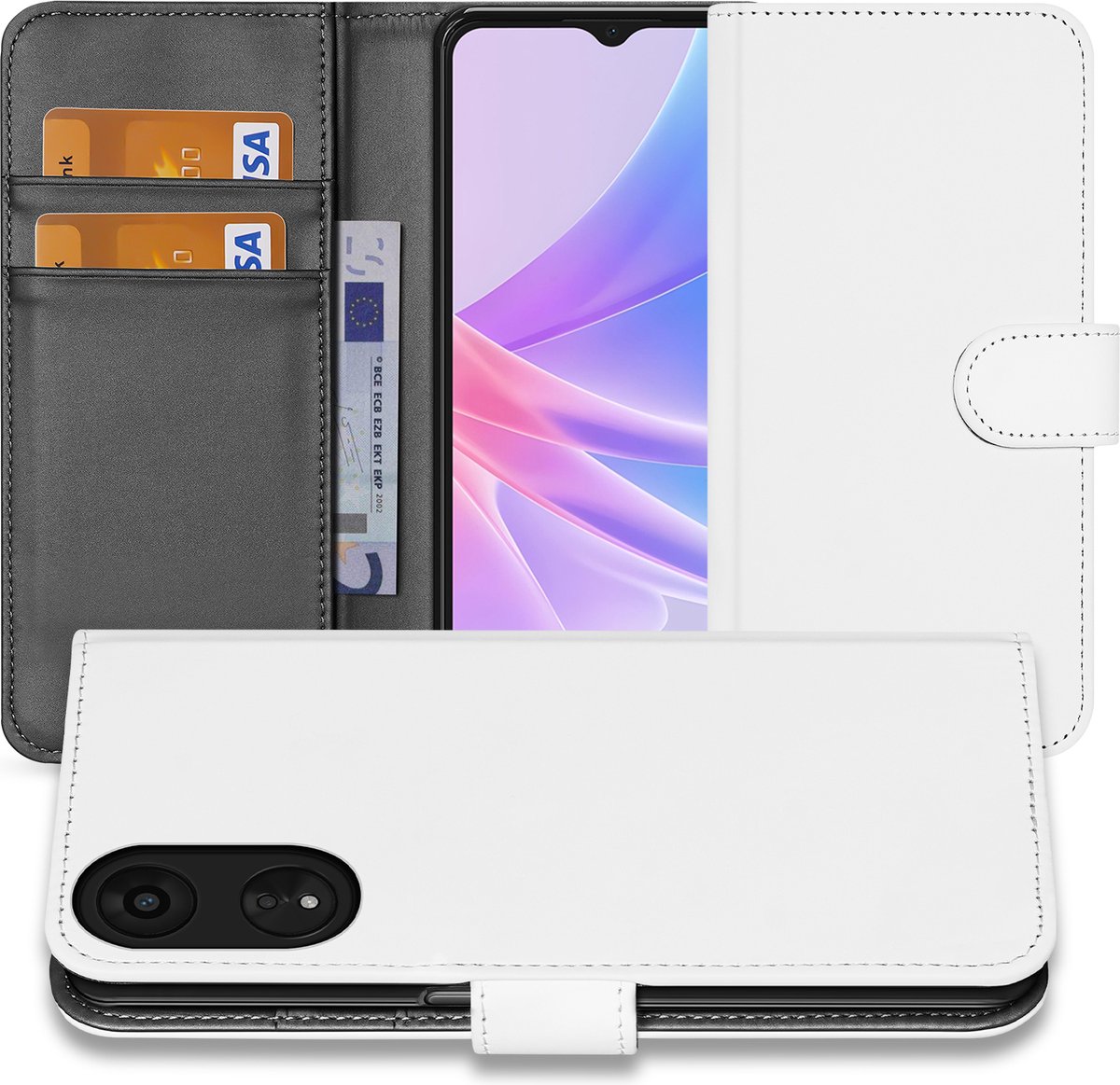 Book Case Telefoonhoesje voor de OPPO A78 5G Wit met Pasjeshouder