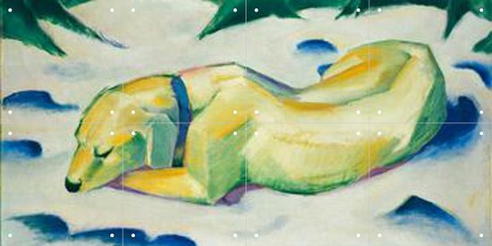 IXXI Dog lying in the Snow 1911 - Wanddecoratie - Abstract - 80 x 40 cm