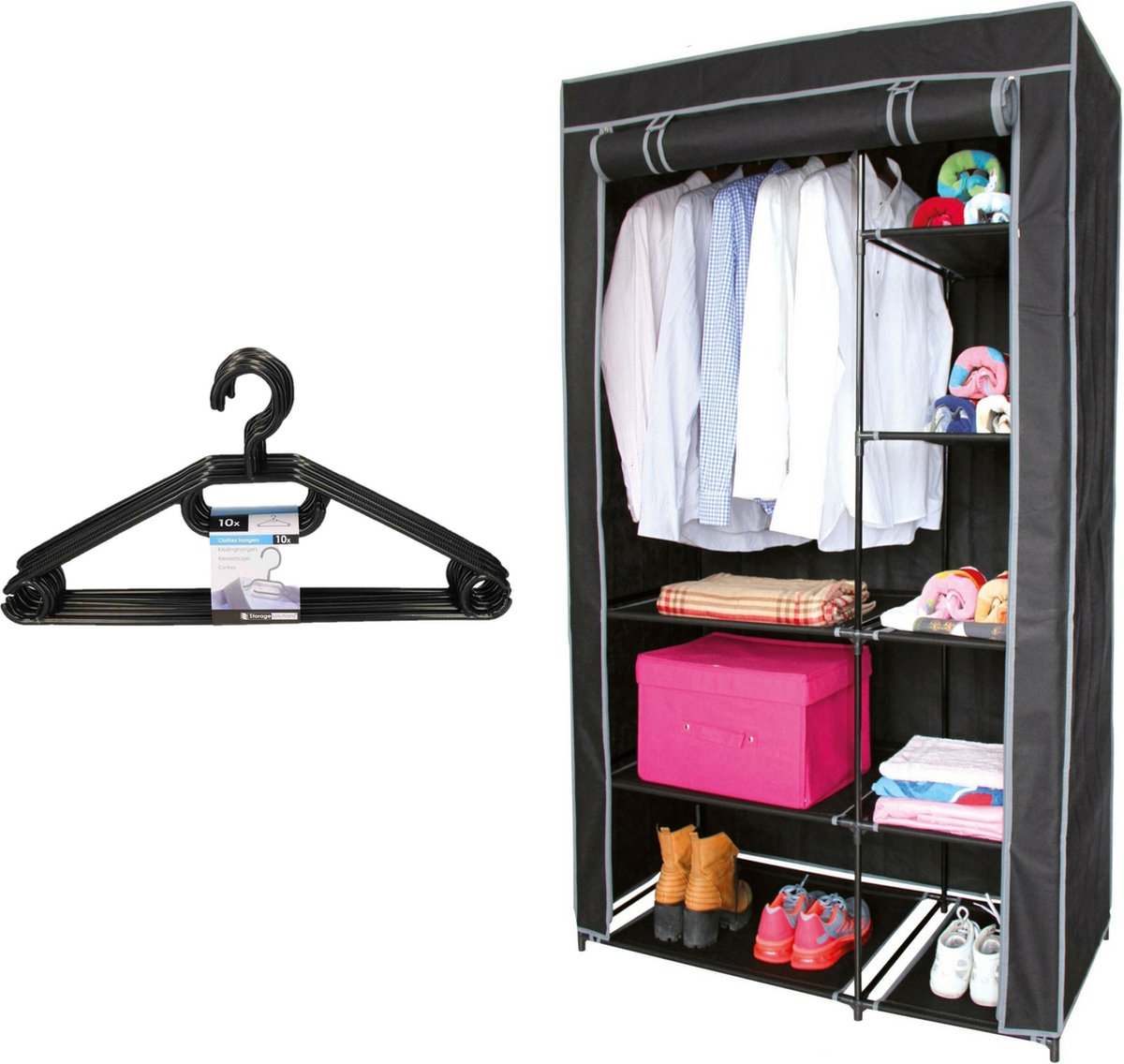 LANTUS Penderie Armoire Storage Modulable Meuble Étagères de Rangement DIY , Cube de Rangement Modulable, Rangement Chambre Gain de Place pour Vêtements, Accessoires, Jouets(4 étages et 16 Portes