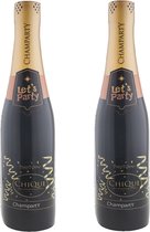 Funny Fashion - 2x - Opblaasbare champagne fles - Fun/Fop/Party/Oud jaar/Bruiloft/Geslaagd - versiering/decoratie/feestartikelen - 75 cm