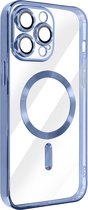MagSafe Case Geschikt voor Apple iPhone 14 Pro Max Siliconen Bescherming Camera Chroom L.blauw