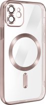 MagSafe Case Geschikt voor Apple iPhone 12 Siliconen Bescherming Camera Chroom Champagne