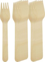 Wegwerp houten vorken, ECO bestek (16 stuks)