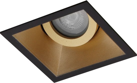 Premium platte Inbouwspot Rafael Goud, Zwart Verdiepte vierkante spot Extra Warm Wit (2700K) Met Integral LED