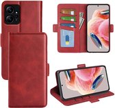 Xiaomi Redmi Note 12 4G Hoesje - MobyDefend Luxe Wallet Book Case (Sluiting Zijkant) - Rood - GSM Hoesje - Telefoonhoesje Geschikt Voor Xiaomi Redmi Note 12 4G