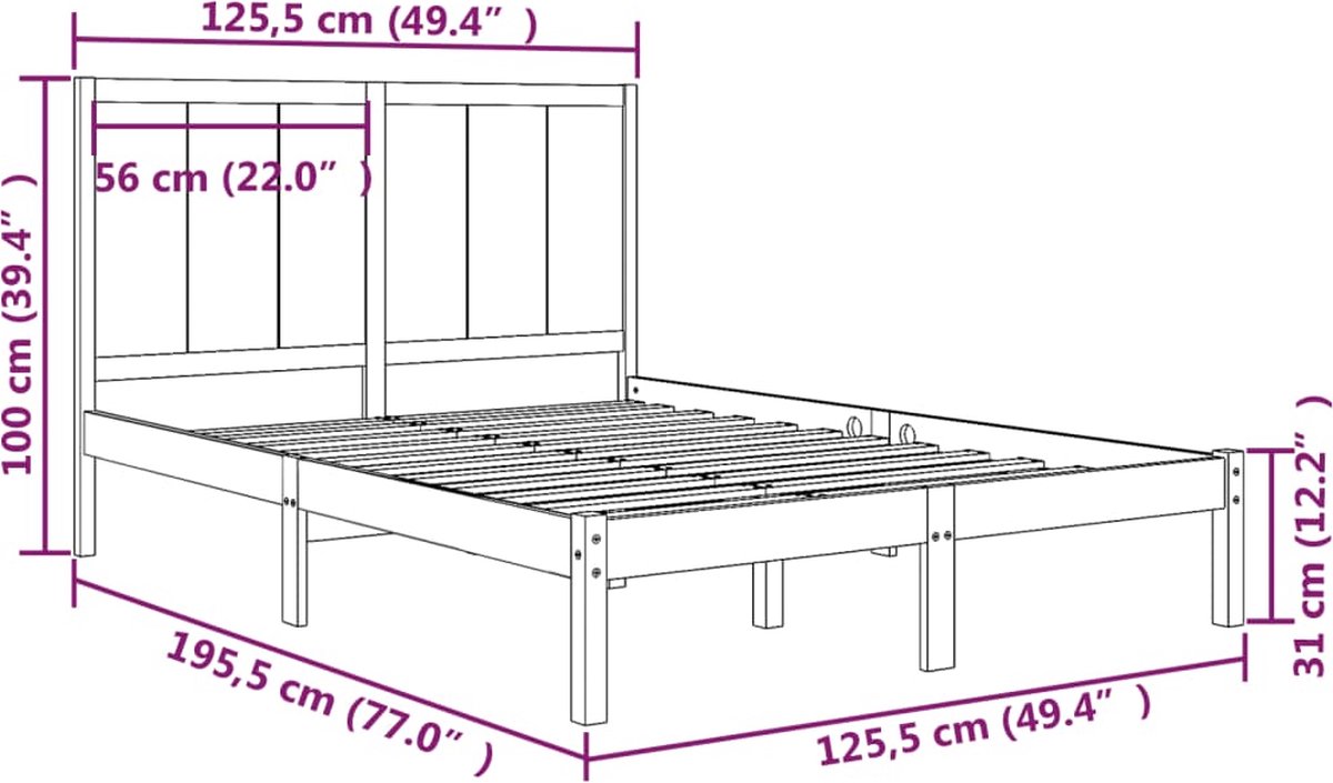 vidaXL-Bedframe-massief-hout-honingbruin-120x190-cm-4FT-Small-Double