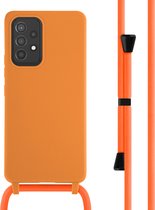 iMoshion Hoesje Geschikt voor Samsung Galaxy A53 Hoesje Met Koord - iMoshion Siliconen hoesje met koord - Koningsdag - Oranje
