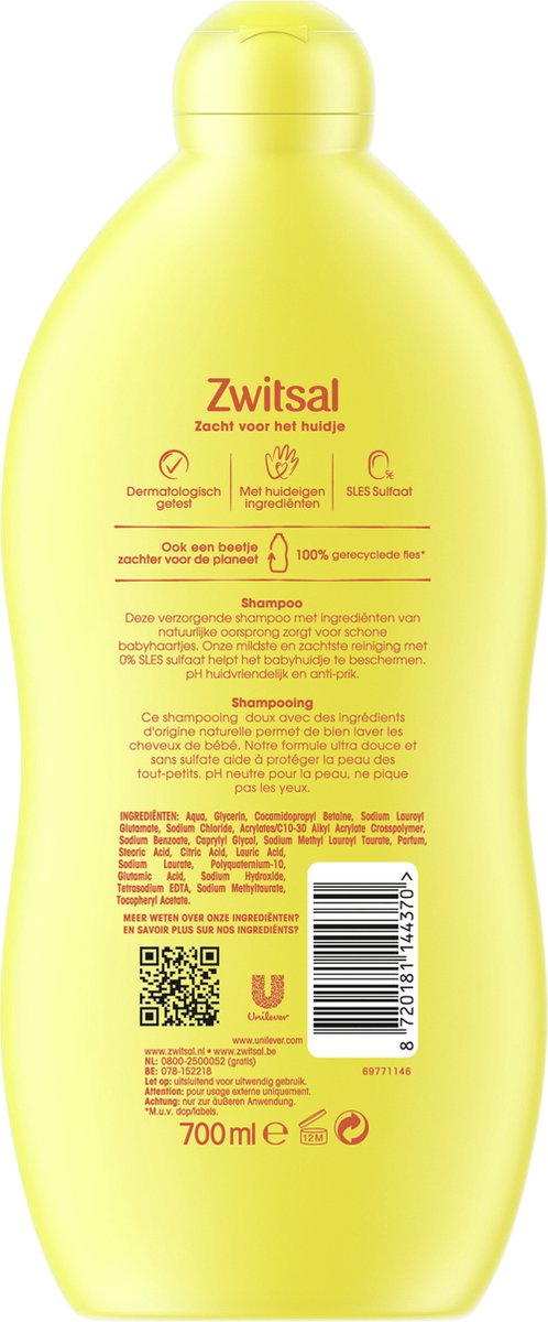 Zwitsal Baby Shampoo - 2 x 700 ml - Voordeelverpakking van Zwitsal — afbeelding 3