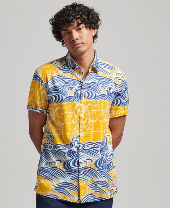 Superdry Vintage Hawaiian Short Sleeve Shirt Jaune, Blauw M Homme