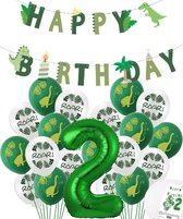 Ballon numéroté 2 ans - Dinosaurus - Dino Mega package Ballons et guirlande de fête - Vert - Ballon à l'hélium - Snoes