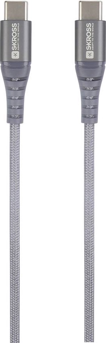 Skross USB-kabel USB 2.0 USB-C stekker, USB-C stekker 1.20 m Space grijs Rond, Flexibel, Stoffen mantel SKCA0017C-C120C