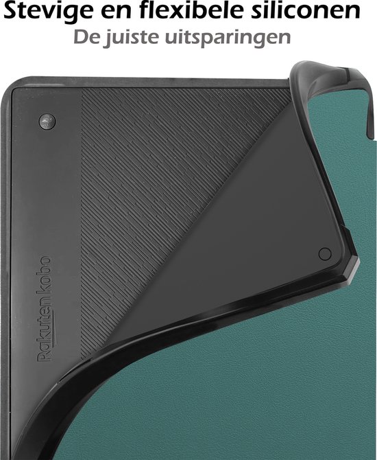 Hoesje Geschikt voor Kobo Elipsa 2E Hoes Book Case Trifold - Hoes Geschikt voor Kobo Elipsa 2E Hoesje Book Cover - Donkergroen van Hoesje  — afbeelding 3