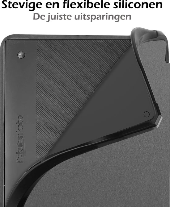 Hoesje Geschikt voor Kobo Elipsa 2E Hoes Book Case Trifold - Hoes Geschikt voor Kobo Elipsa 2E Hoesje Book Cover - Grijs van Hoesje  — afbeelding 5