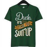 Dude Shuit Up | Vrijgezellenfeest Cadeau Man - Groom To Be Bachelor Party - Grappig Bruiloft En Bruidegom Bier Shirt - T-Shirt - Unisex - Bottle Green - Maat 4XL