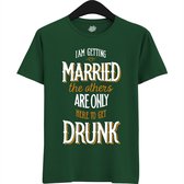 Am Getting Married | Vrijgezellenfeest Cadeau Man - Groom To Be Bachelor Party - Grappig Bruiloft En Bruidegom Bier Shirt - T-Shirt - Unisex - Bottle Green - Maat 3XL