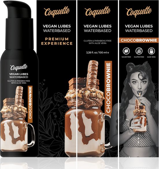 COQUETTE COSMETICS | Coquette Premium Experience 100ml Vegan Lubes Chocobrownie | Glijmiddel | Durex Glijmiddel | Clitoris Vrouw Stimulator | Glijmiddels Waterbasis