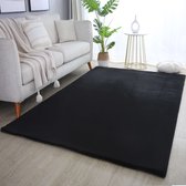 Flycarpets Tapis Moelleux à Poils Hauts Teresa - Zwart - 240x340 cm