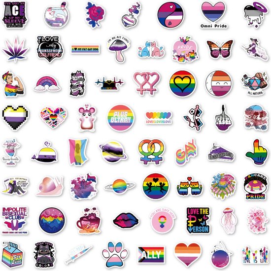 63 pièces autocollants de bande dessinée gay gay lesbienne pour enfants et  adultes