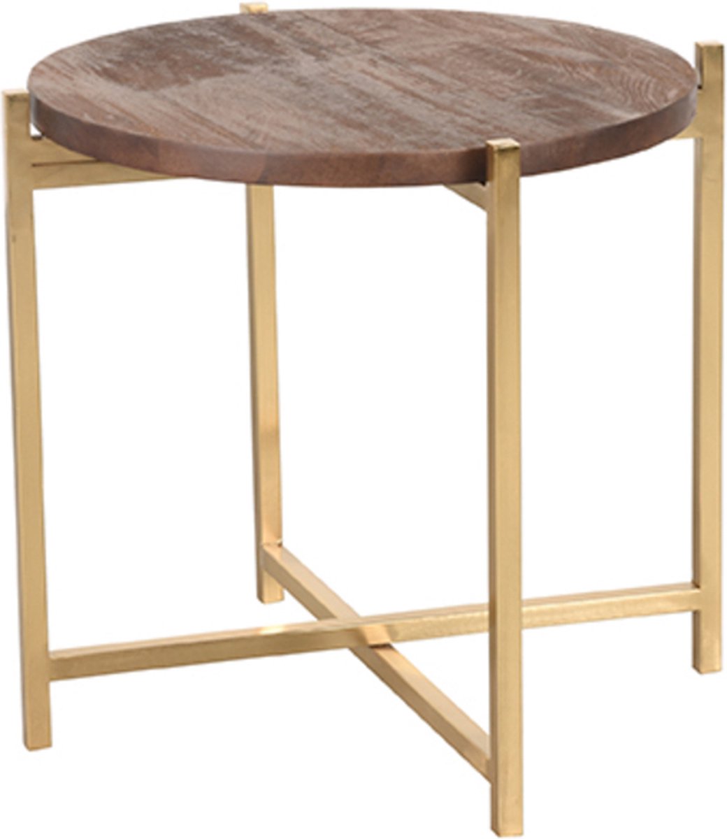 LABEL51 Dox Bijzettafel - Bruin - Hout - 40 cm Goud