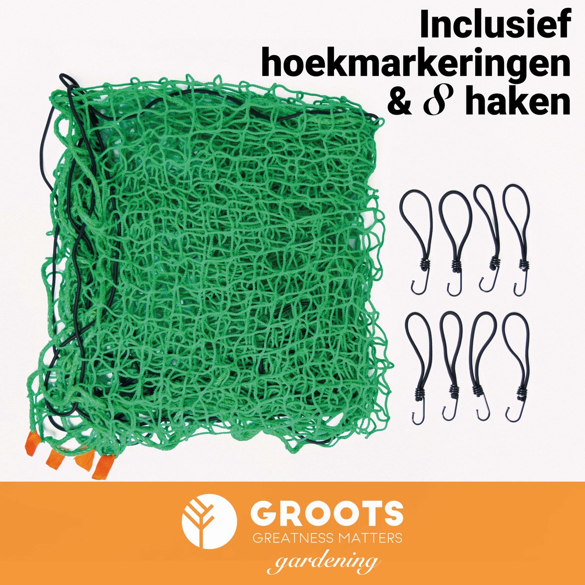 Groots Aanhangernet met Hoekmarkeringen en 8 Haken - Aanhangwagennet Ladingzekering - Aanhangwagennetten 300x200cm