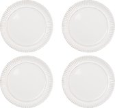 HAES DECO - Lot de 4 Assiettes à petit-déjeuner - Format Ø 21x2 cm - Coloris Wit - Porcelaine Imprimée - Collection : Uni - Services de table, petites assiettes