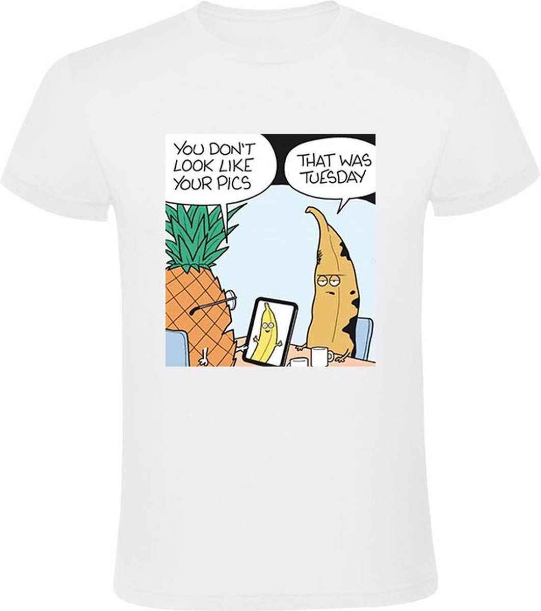 Oude foto Heren T-shirt - banaan - ananas - humor - grappig