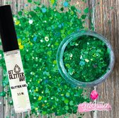 GetGlitterBaby® - Biologische / Biologisch afbreekbare Groene Chunky Festival Glitters voor Lichaam en Gezicht Jewels / Biodegradable Face Body Glittergel - Groen en Glitter Gel HuidLijm