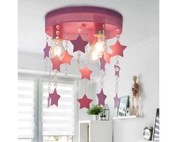 Olucia - DOENJA - Kinder Slaapkamer Plafondlamp - Roze - Geschikt voor Tienerkamer/Kinderkamer/Babykamer - Vorm: Rond