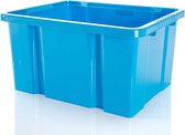 4 x stevige kunststof box Eurobox - 44 x 35 x 23 cm - past in kastrekken - stapelbox blauwe opbergdoos draaistapelbak zonder deksel