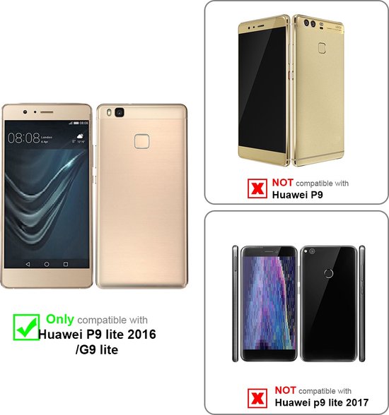 Coque Cadorabo pour Huawei P9 LITE 2016 / G9 LITE en OXYDE NOIR - Coque de protection avec fermeture magnétique et 3 emplacements pour cartes