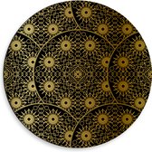 Dibond Muurcirkel - Borden met Gouden Geometrische Print - 50x50 cm Foto op Aluminium Muurcirkel (met ophangsysteem)