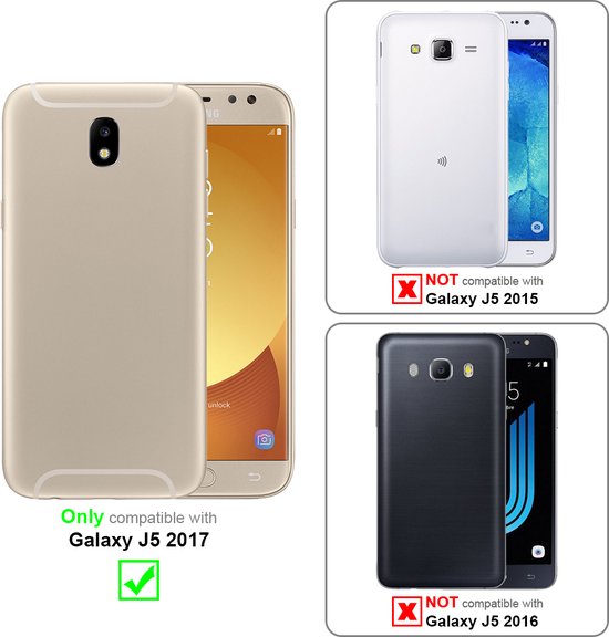 Coque Cadorabo pour Samsung Galaxy J5 2017 en Wit Brillant - Or - Coque de protection en silicone TPU souple et avec protection pour appareil photo