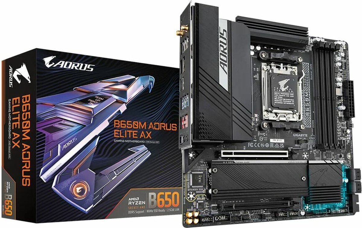 Gigabyte B650M AORUS ELITE AX AMD Socket AM5 AMD Ryzen™ 5 AMD Ryzen 7 7th Gen AMD Ryzen 9 7th Gen Socket AM5 DDR5-SDRAM 128 GB