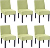 Set van 6 eetkamerstoel MCW-F61, stoel loungestoel, stof/textiel ~ groen
