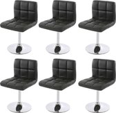 Set van 6 eetkamerstoelen Bureaustoel Stoel Kavala kunstleer chroom ~ grijs