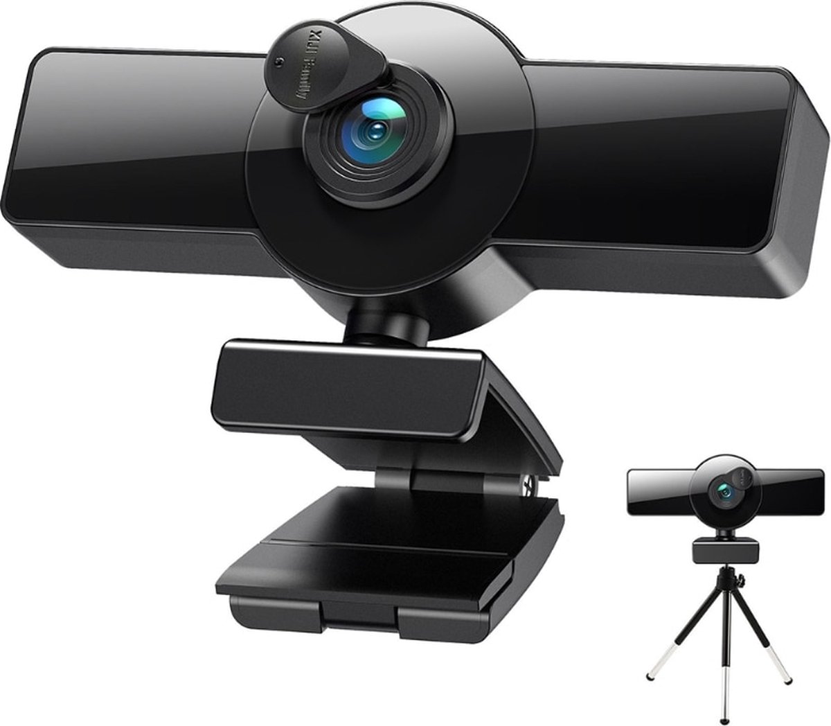 DrPhone CW8 - 4K Webcam - 3840x2160p - Webcamera met Microfoon/Statief en Privacykap - Autofocus - 120-graden groothoek - 8MP - Zwart