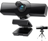 DrPhone CW8 - 4K Webcam – 3840x2160p – Webcamera met Microfoon/Statief en Privacykap - Autofocus - 120-graden groothoek – 8MP – Zwart