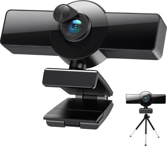 Foto: Drphone cw8 4k webcam 3840x2160p webcamera met microfoon statief en privacykap autofocus 120 graden groothoek 8mp zwart