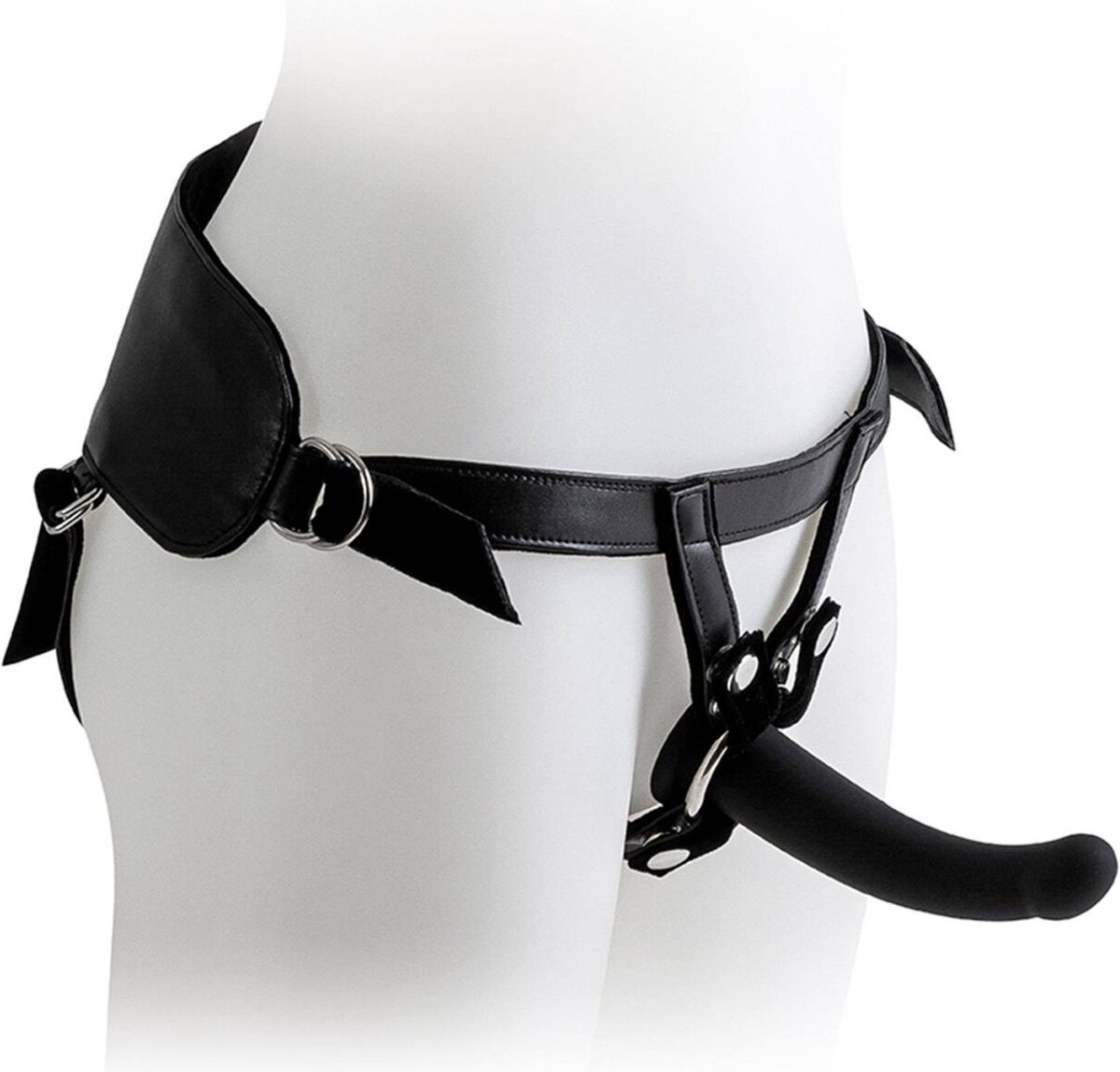 Goedkoopste Virgite Strap-on Harnas met zwarte dildo - maat M